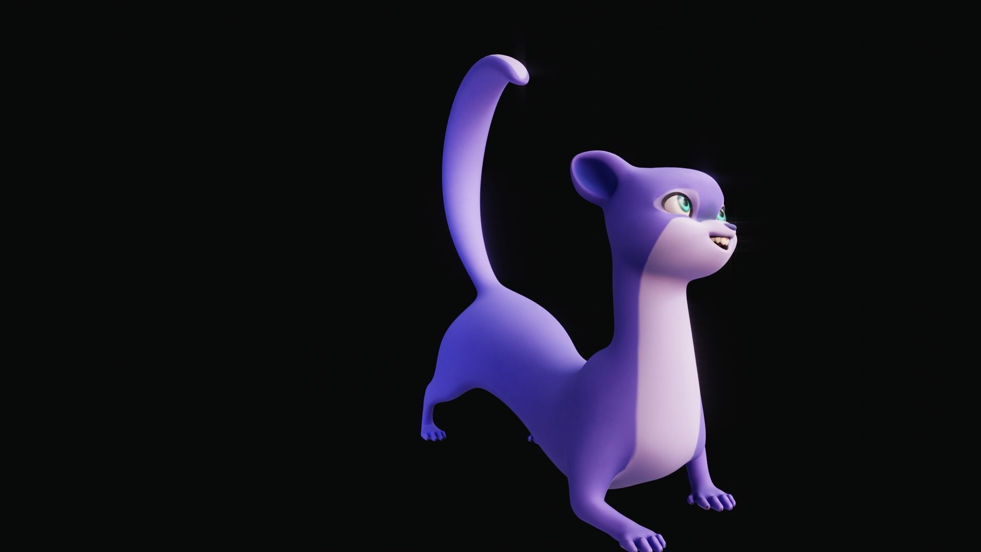 Cartoon Ferret Quadruped Rigged Low-poly 3D model_21