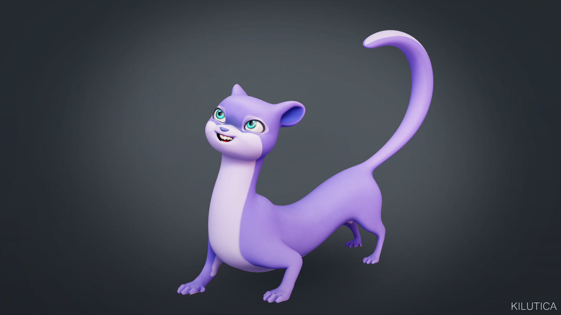 Cartoon Ferret Quadruped Rigged Low-poly 3D model_7