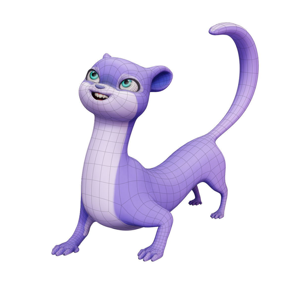 Cartoon Ferret Quadruped Rigged Low-poly 3D model_17