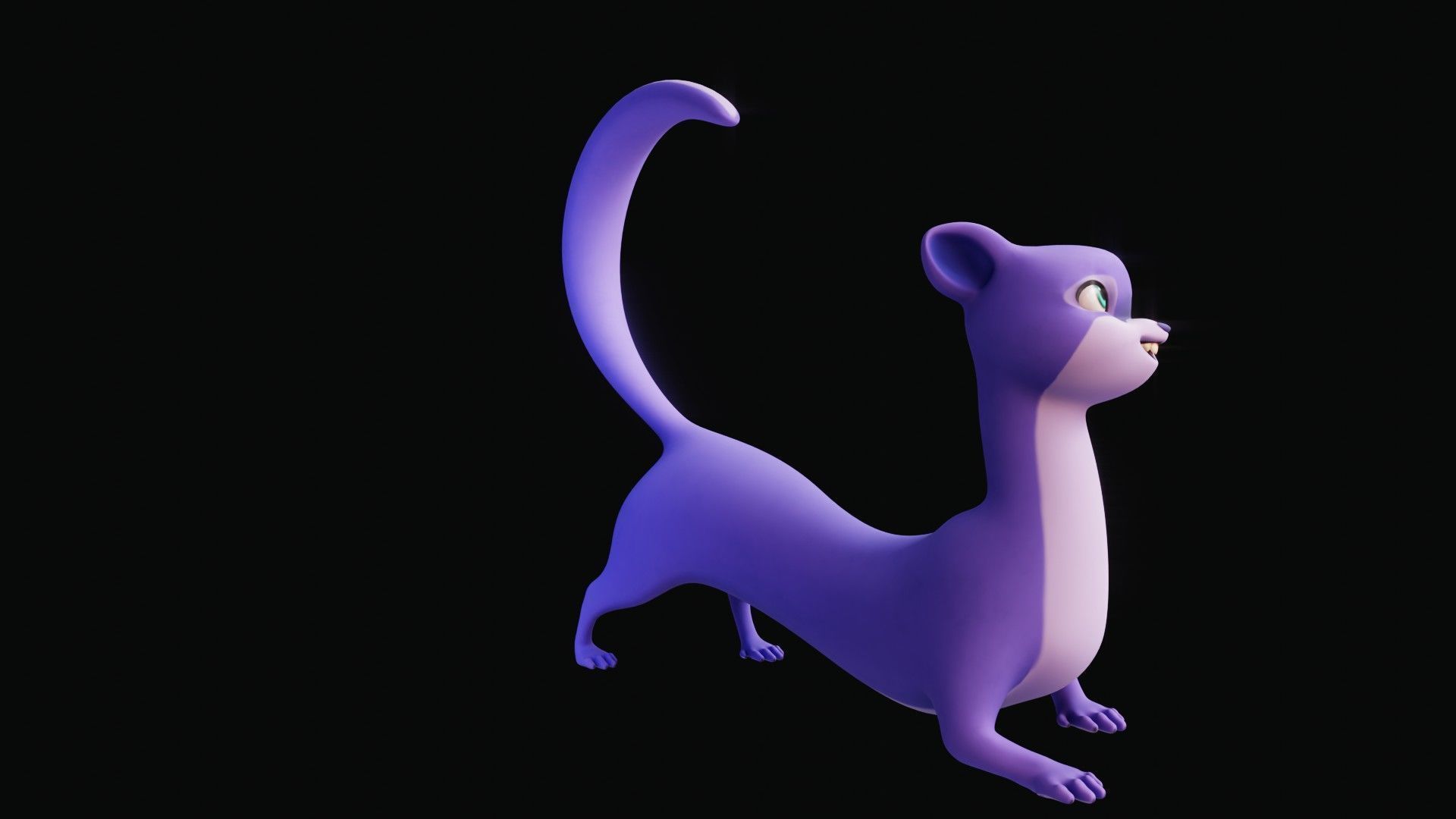 Cartoon Ferret Quadruped Rigged Low-poly 3D model_22