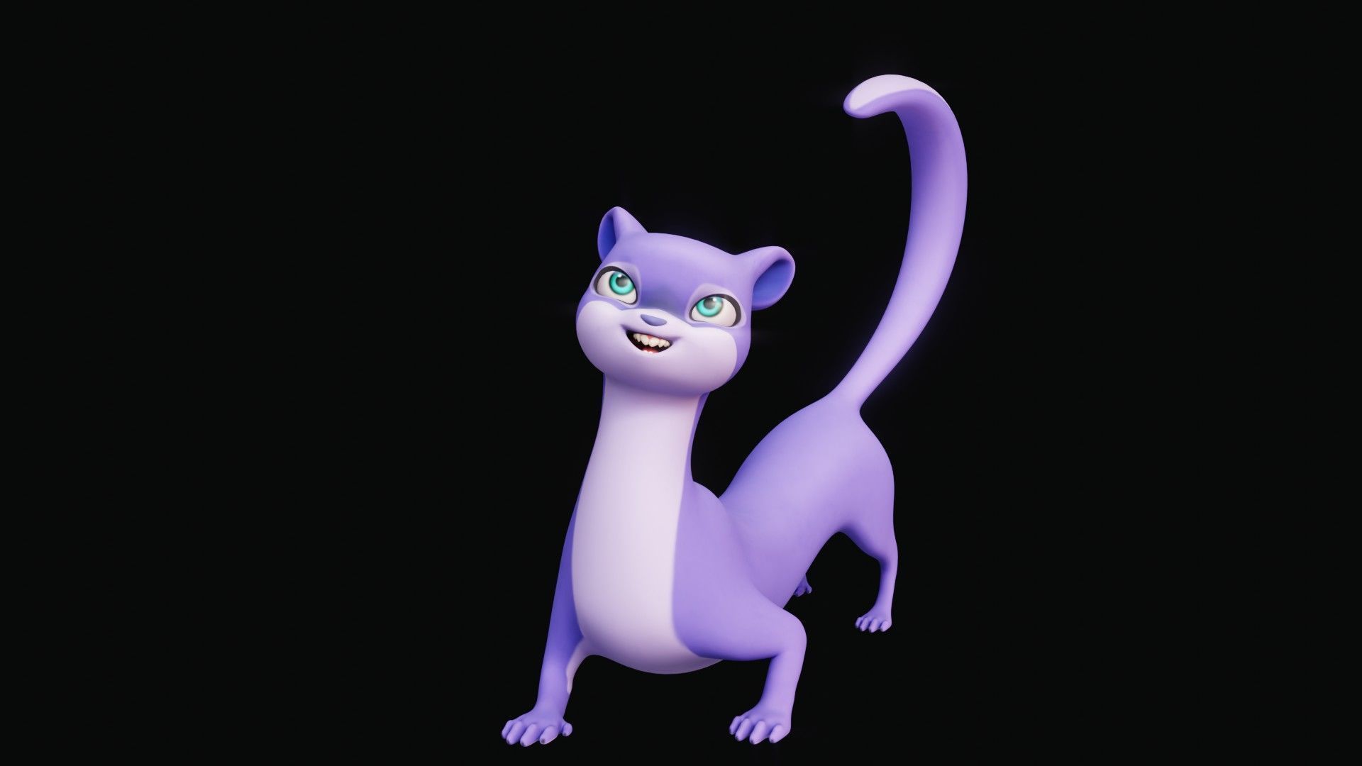 Cartoon Ferret Quadruped Rigged Low-poly 3D model_18