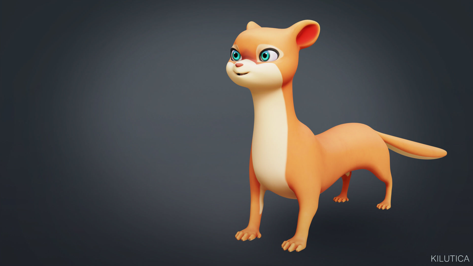 Cartoon Ferret Quadruped Rigged Low-poly 3D model_5