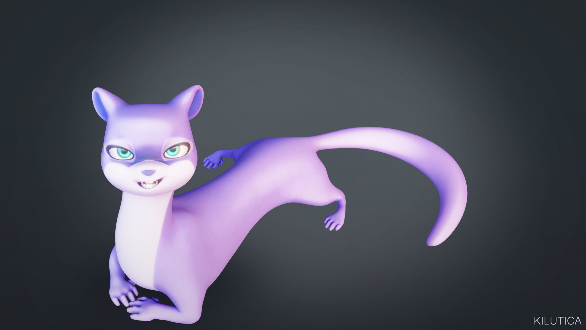 Cartoon Ferret Quadruped Rigged Low-poly 3D model_8