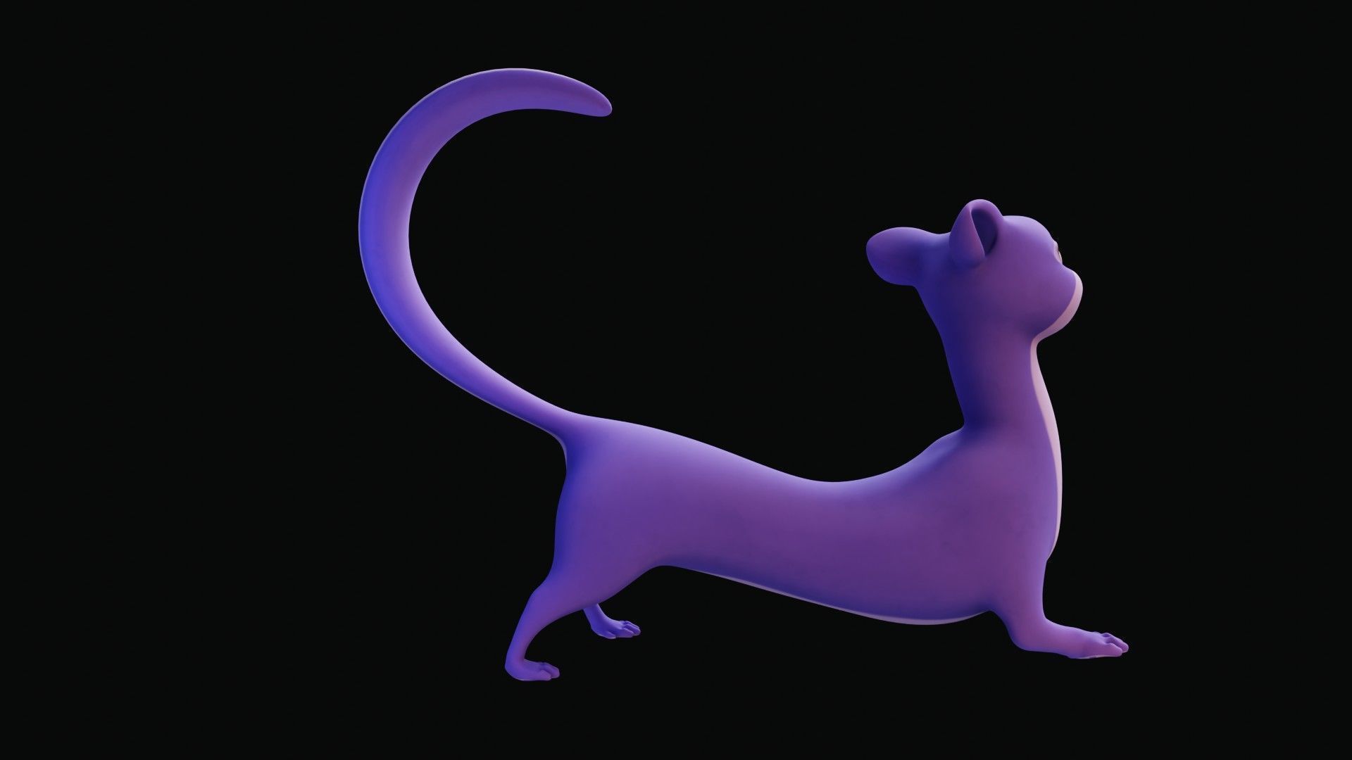 Cartoon Ferret Quadruped Rigged Low-poly 3D model_25