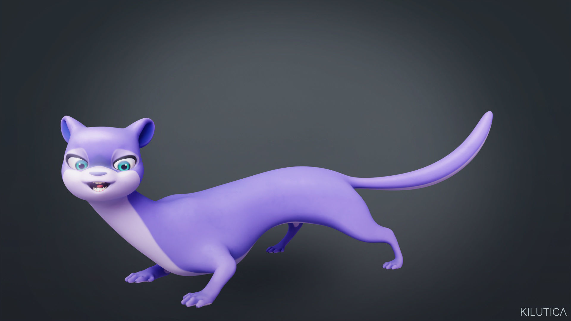 Cartoon Ferret Quadruped Rigged Low-poly 3D model_3