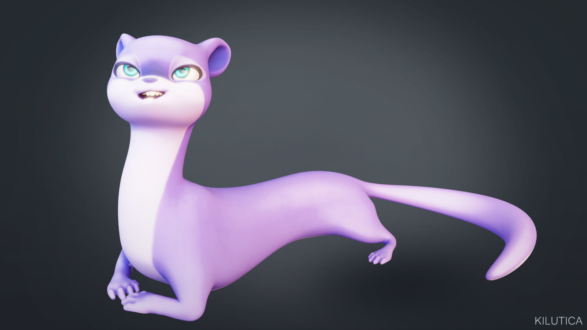 Cartoon Ferret Quadruped Rigged Low-poly 3D model_2