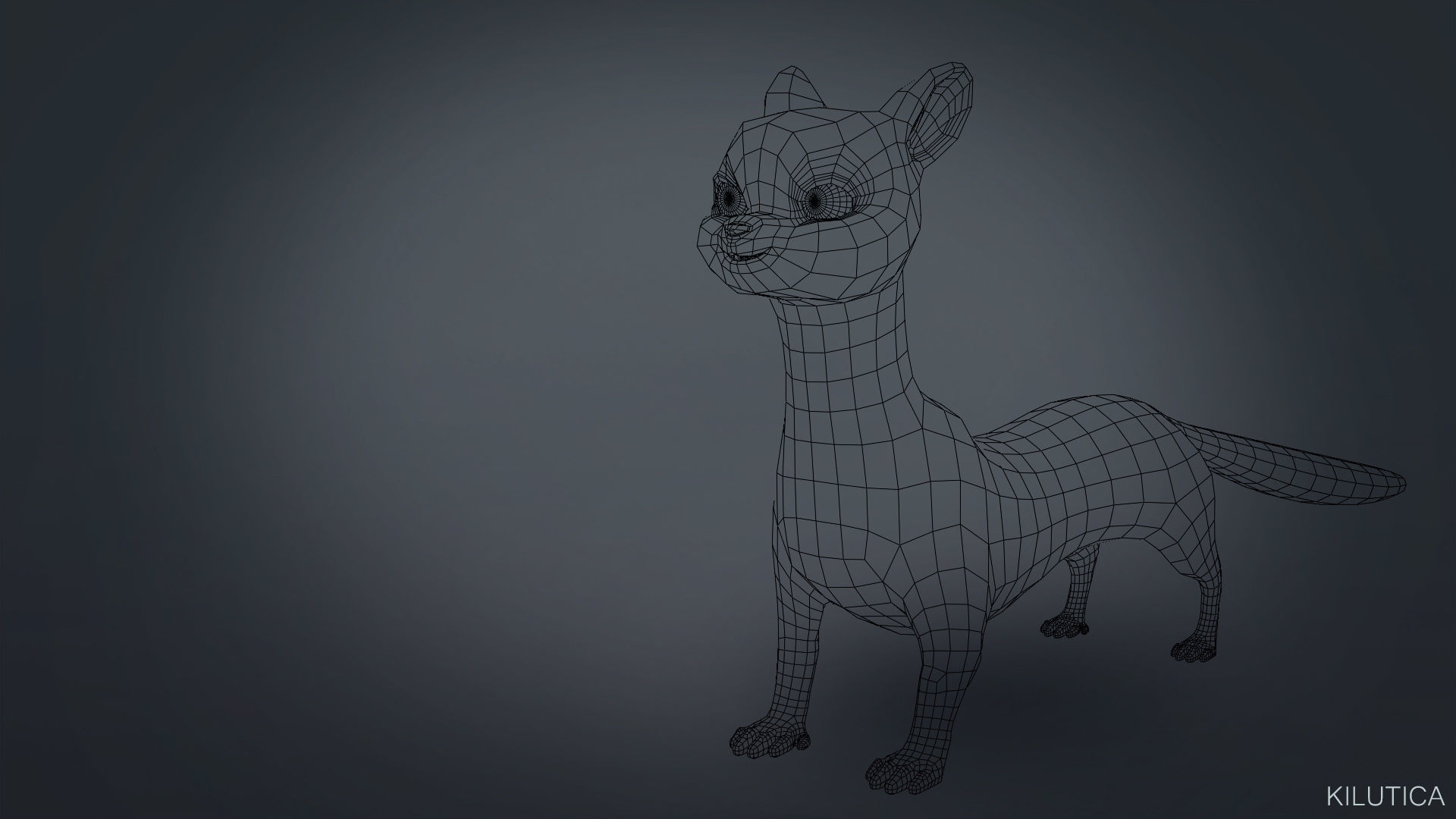 Cartoon Ferret Quadruped Rigged Low-poly 3D model_9