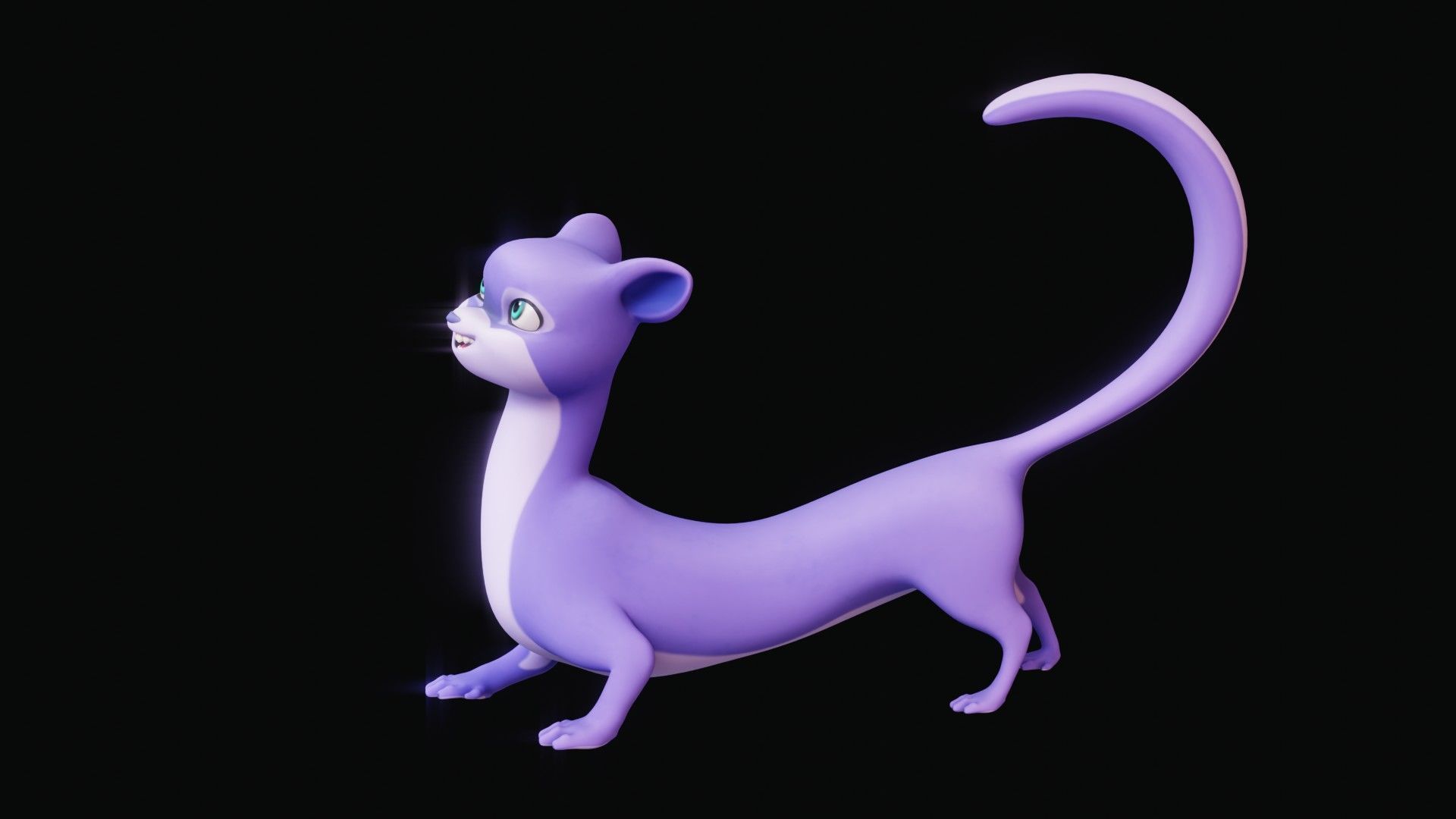 Cartoon Ferret Quadruped Rigged Low-poly 3D model_35