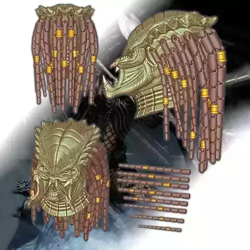 Predator Head with Dreadlocks STL 3D Print Files 3D print model