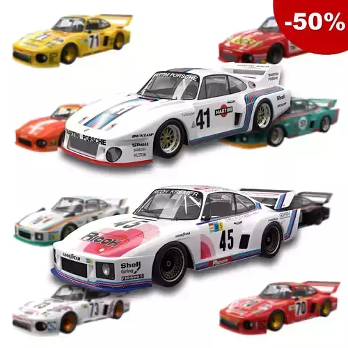Pack Porsche 935 car HQ interior 3D Model Collection