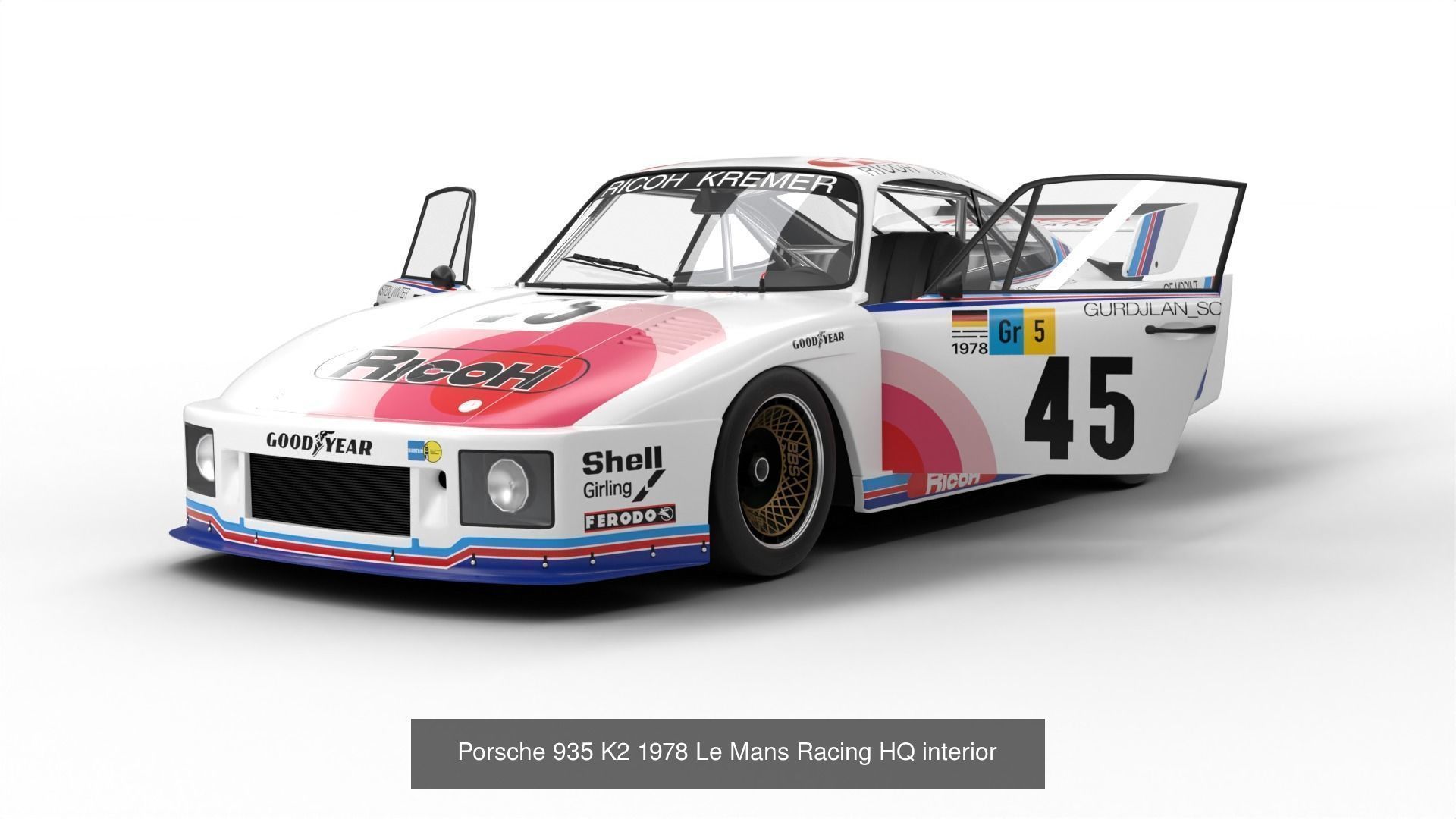 Pack Porsche 935 car HQ interior 3D Model Collection_6