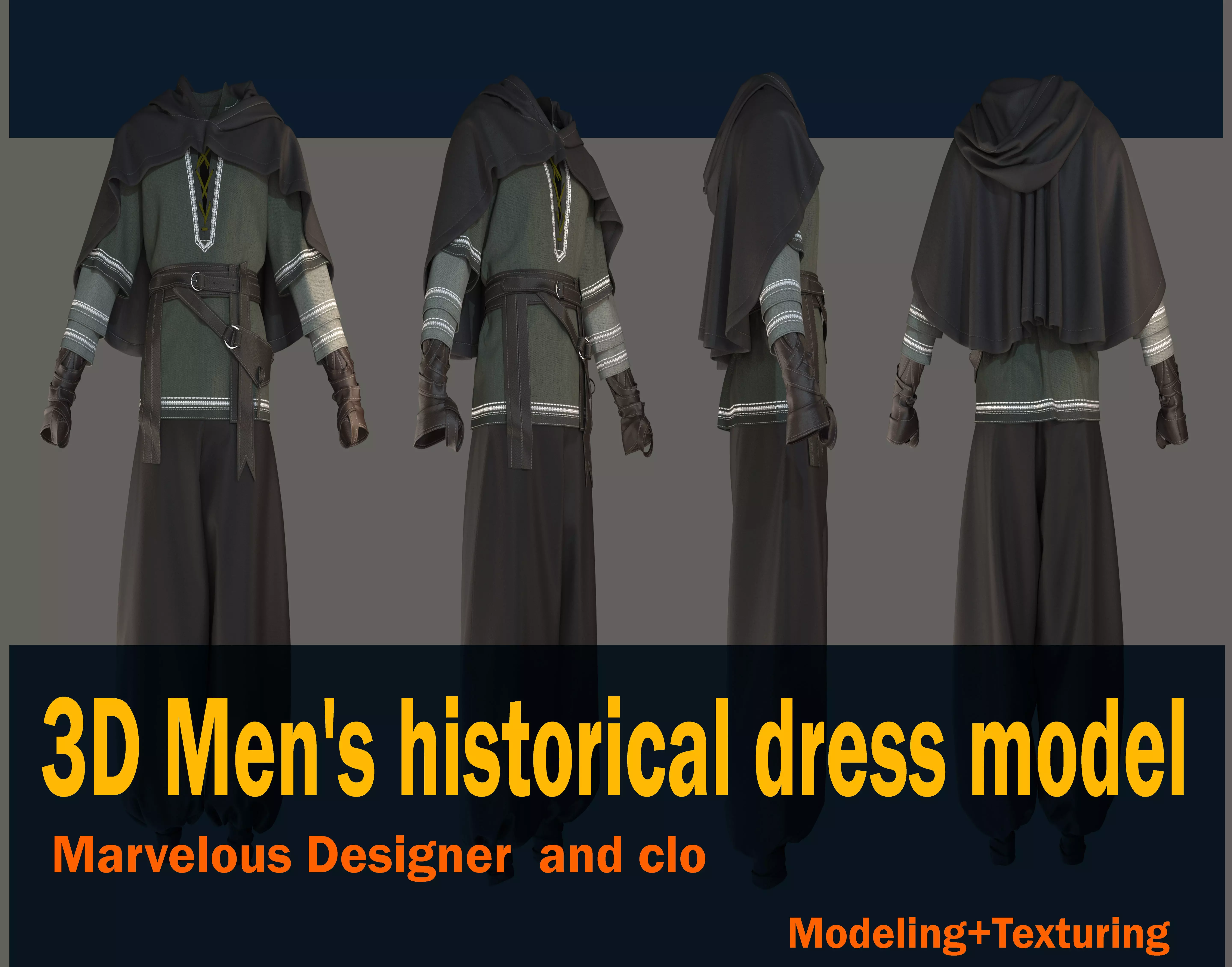 Men s historical dress model 3D model_0