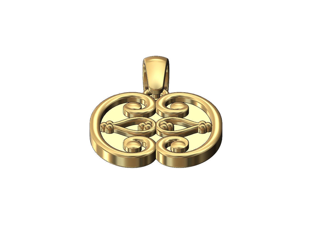 Forged scrolls bead crowns pendant charm with bail 3D print model_2