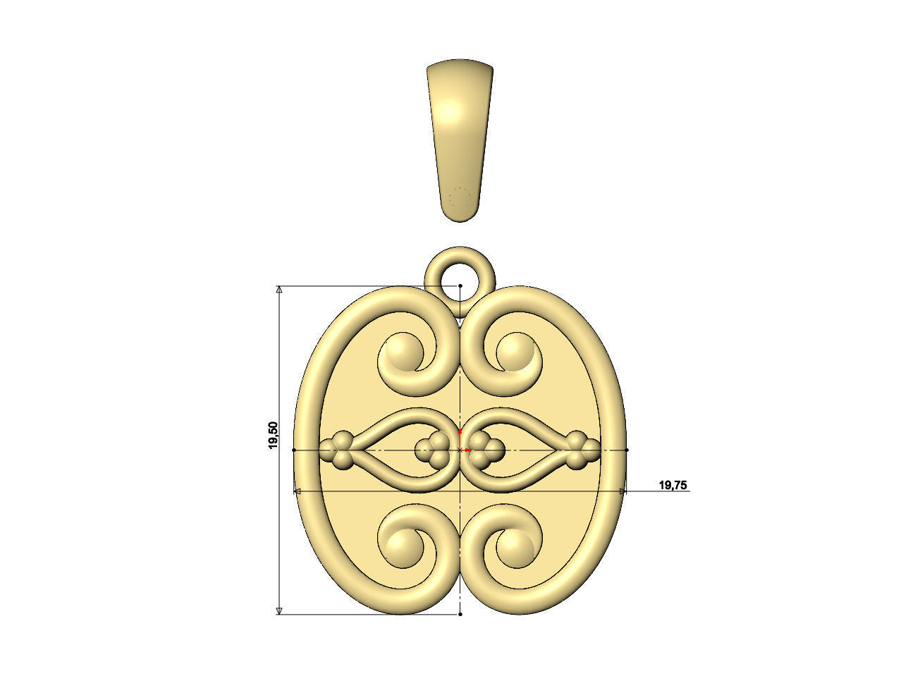 Forged scrolls bead crowns pendant charm with bail 3D print model_6