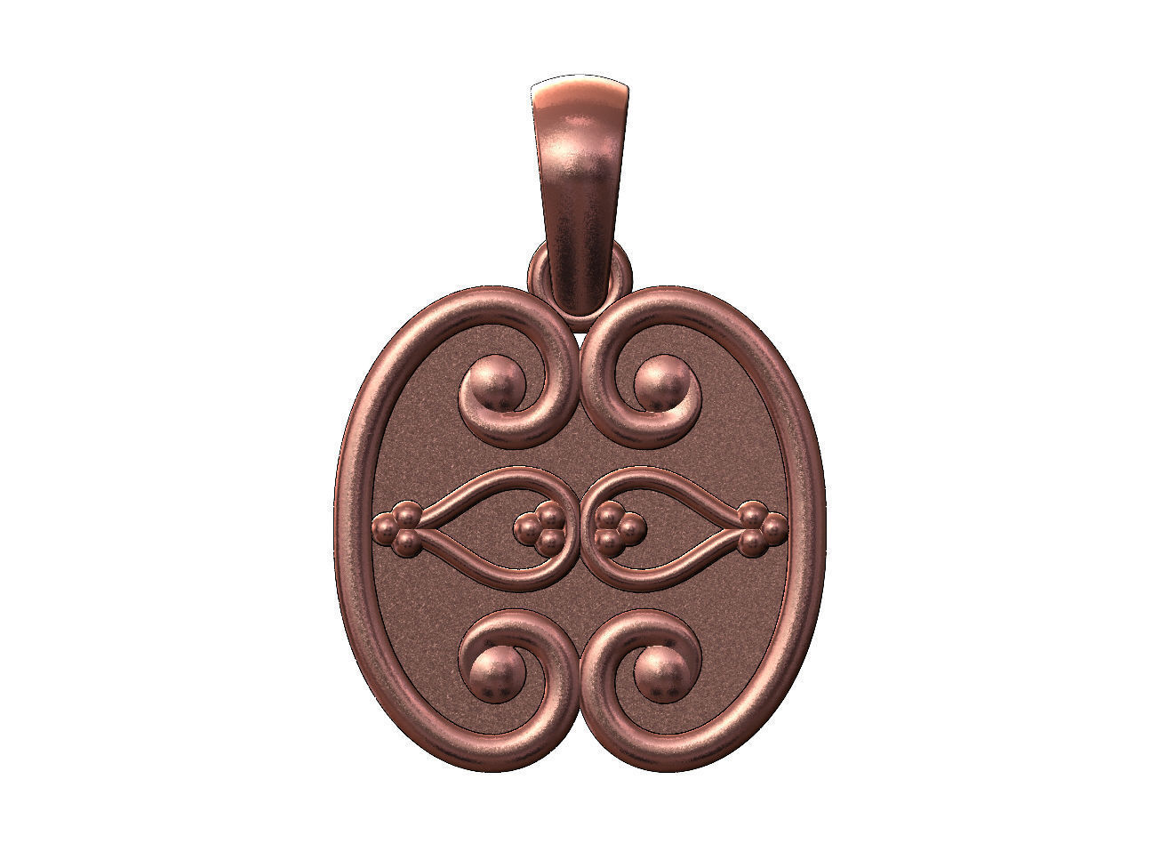 Forged scrolls bead crowns pendant charm with bail 3D print model_11