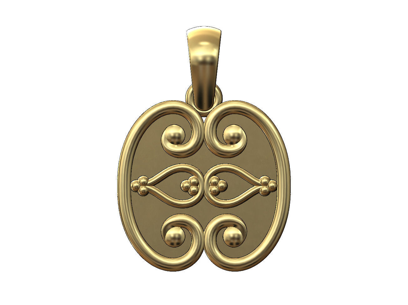 Forged scrolls bead crowns pendant charm with bail 3D print model_1