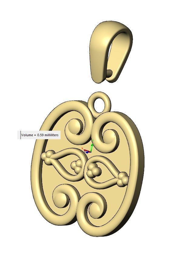 Forged scrolls bead crowns pendant charm with bail 3D print model_13