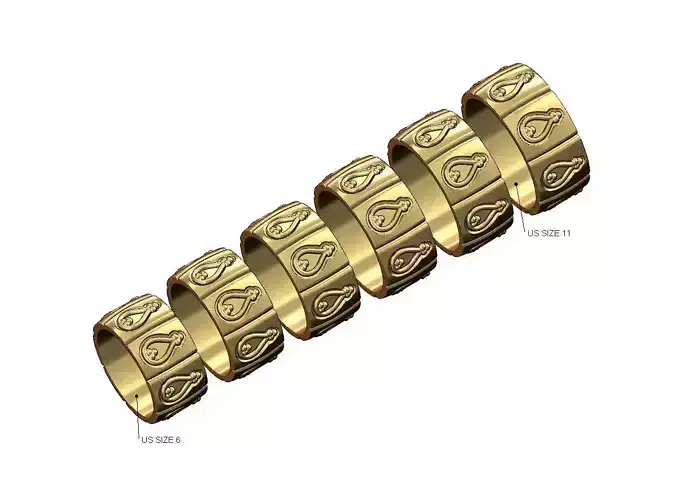 Ribbed bead crown eternity cigar band