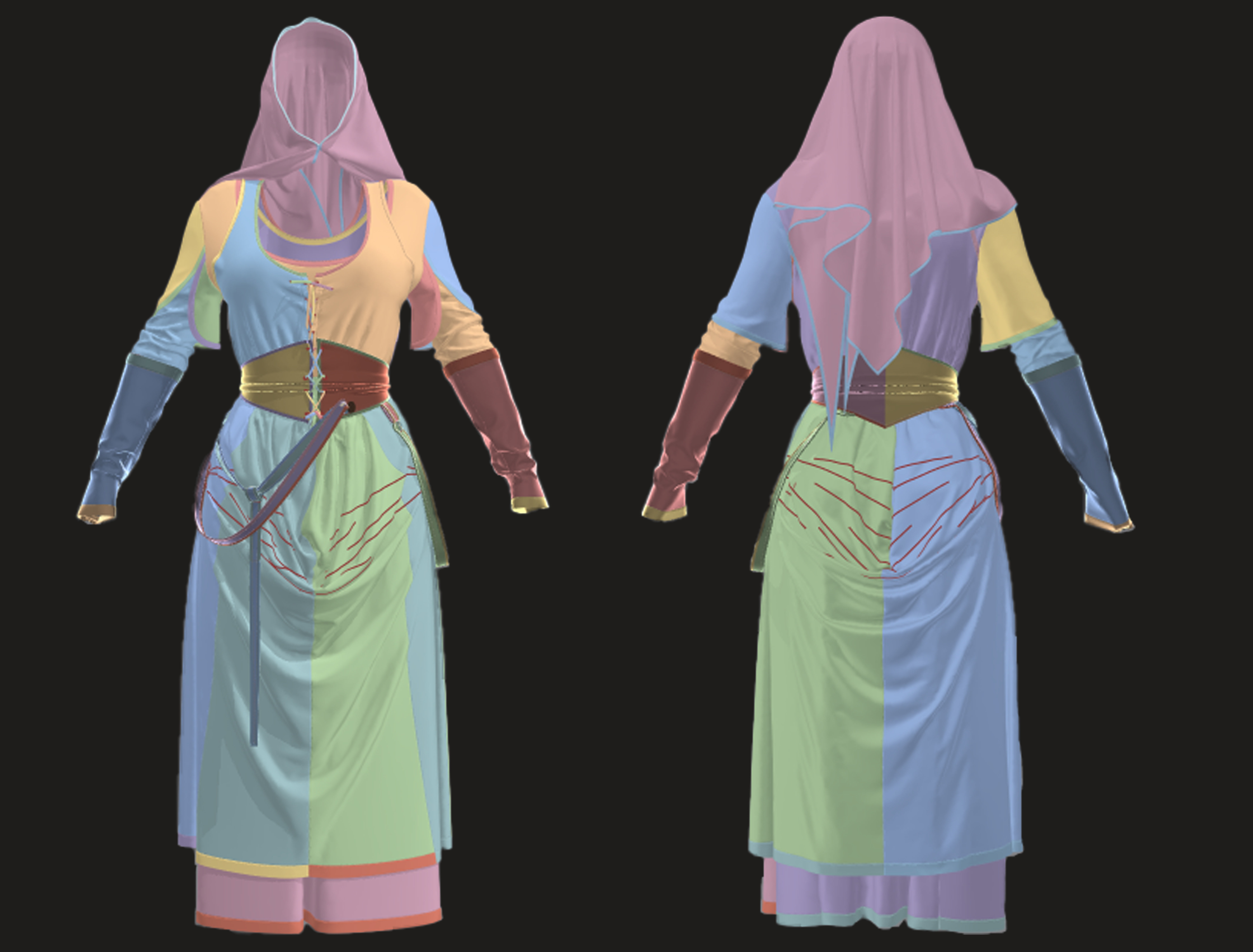 Medieval model of man and woman 3D Model Collection_16