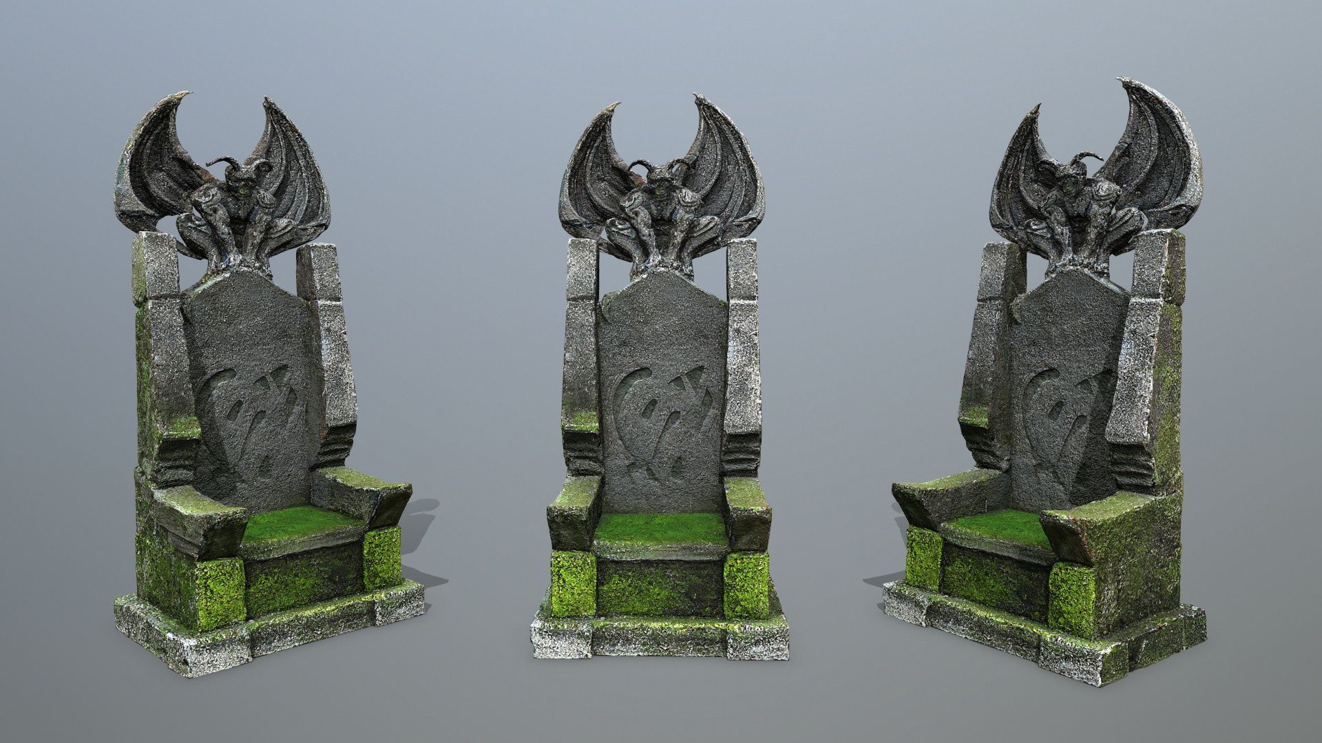 Devil Stone Throne Low-poly 3D model_2