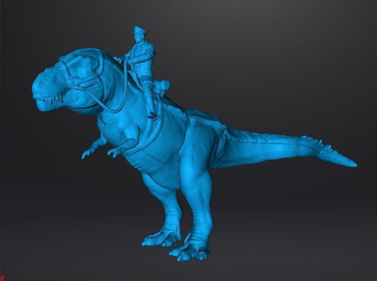 WOLFENSTEIN HITLER ON T-REX MINIATURE MODEL FIGURE SCIFI FANTASY 3D print model_13