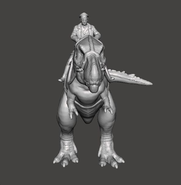 WOLFENSTEIN HITLER ON T-REX MINIATURE MODEL FIGURE SCIFI FANTASY 3D print model_3