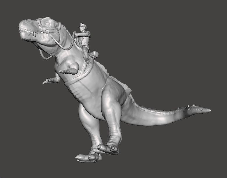 WOLFENSTEIN HITLER ON T-REX MINIATURE MODEL FIGURE SCIFI FANTASY 3D print model_9