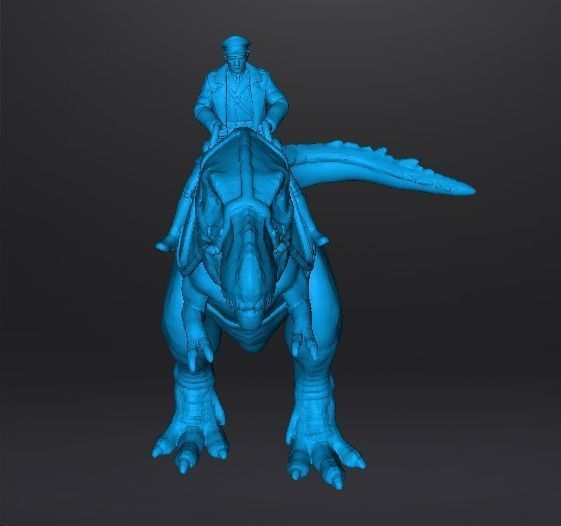 WOLFENSTEIN HITLER ON T-REX MINIATURE MODEL FIGURE SCIFI FANTASY 3D print model_14