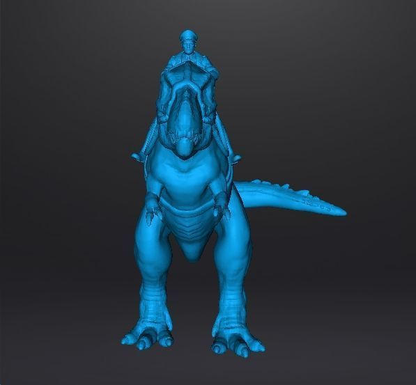 WOLFENSTEIN HITLER ON T-REX MINIATURE MODEL FIGURE SCIFI FANTASY 3D print model_11