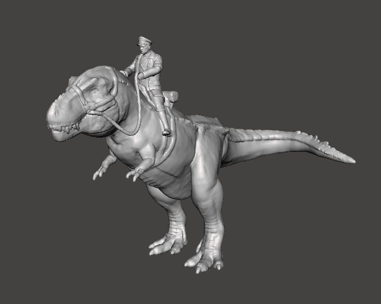 WOLFENSTEIN HITLER ON T-REX MINIATURE MODEL FIGURE SCIFI FANTASY 3D print model_5
