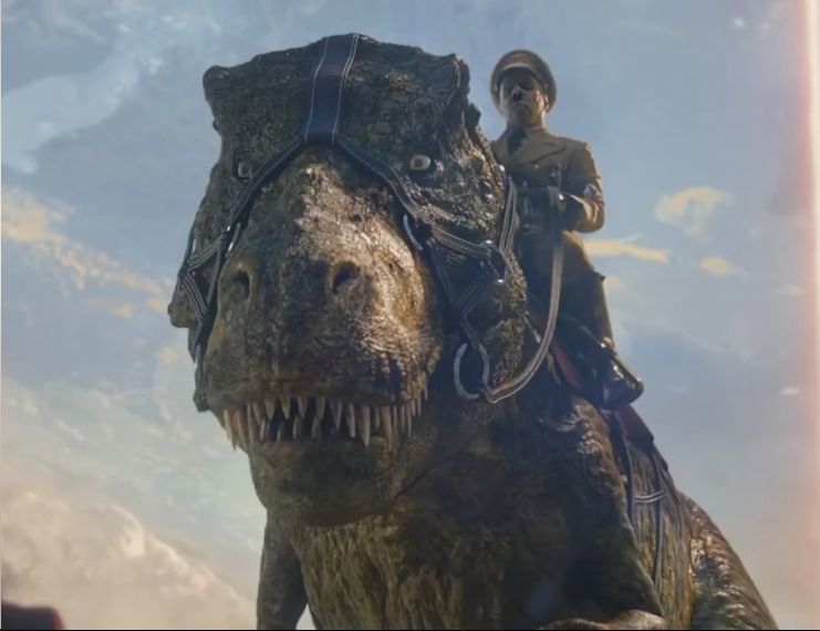 WOLFENSTEIN HITLER ON T-REX MINIATURE MODEL FIGURE SCIFI FANTASY 3D print model_1