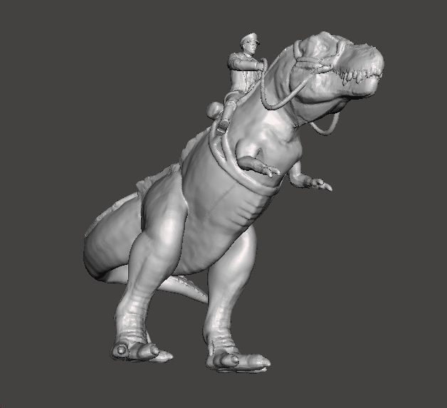 WOLFENSTEIN HITLER ON T-REX MINIATURE MODEL FIGURE SCIFI FANTASY 3D print model_10