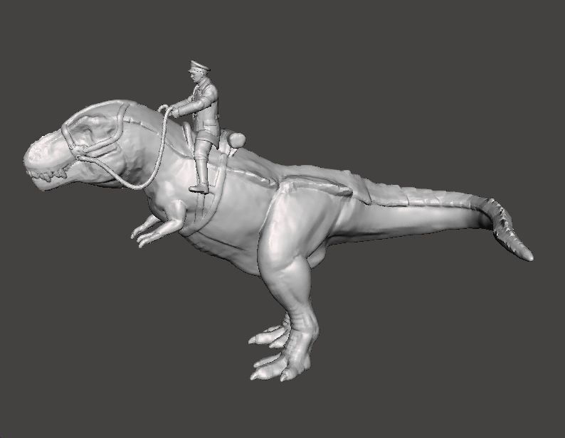 WOLFENSTEIN HITLER ON T-REX MINIATURE MODEL FIGURE SCIFI FANTASY 3D print model_4