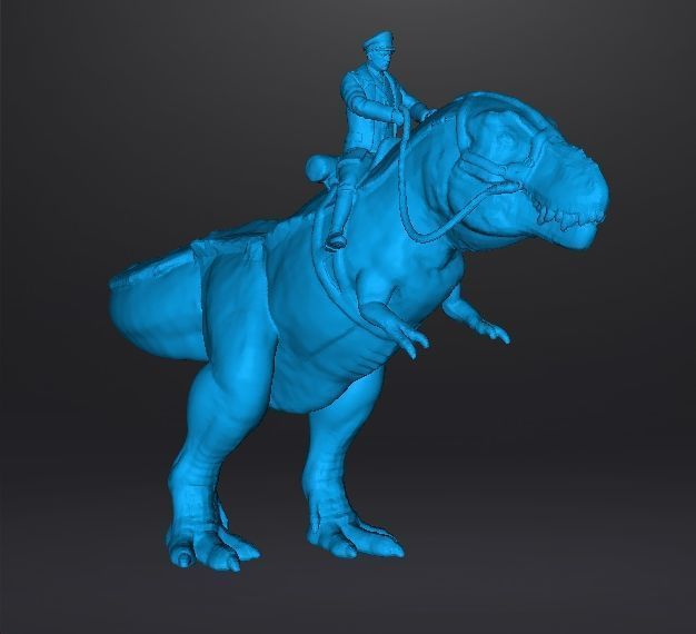 WOLFENSTEIN HITLER ON T-REX MINIATURE MODEL FIGURE SCIFI FANTASY 3D print model_12