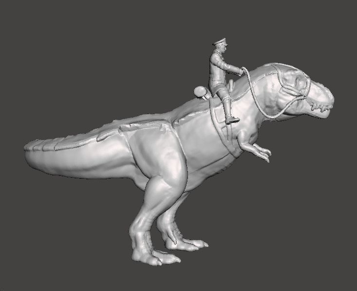WOLFENSTEIN HITLER ON T-REX MINIATURE MODEL FIGURE SCIFI FANTASY 3D print model_6