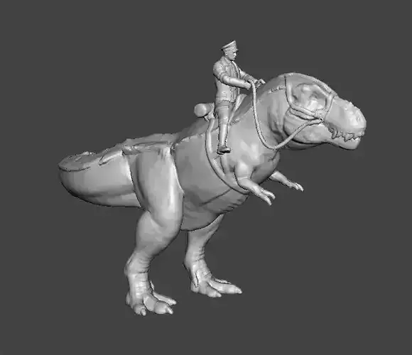 WOLFENSTEIN HITLER ON T-REX MINIATURE MODEL FIGURE SCIFI FANTASY 3D print model