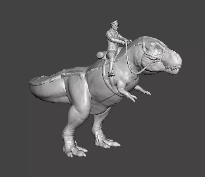 WOLFENSTEIN HITLER ON T-REX MINIATURE MODEL FIGURE SCIFI FANTASY 3D print model_0