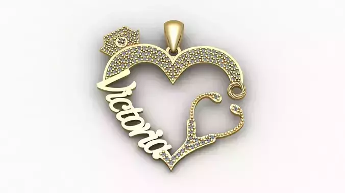 Victoria  Heart Diamond Pendant 3d printable Model
