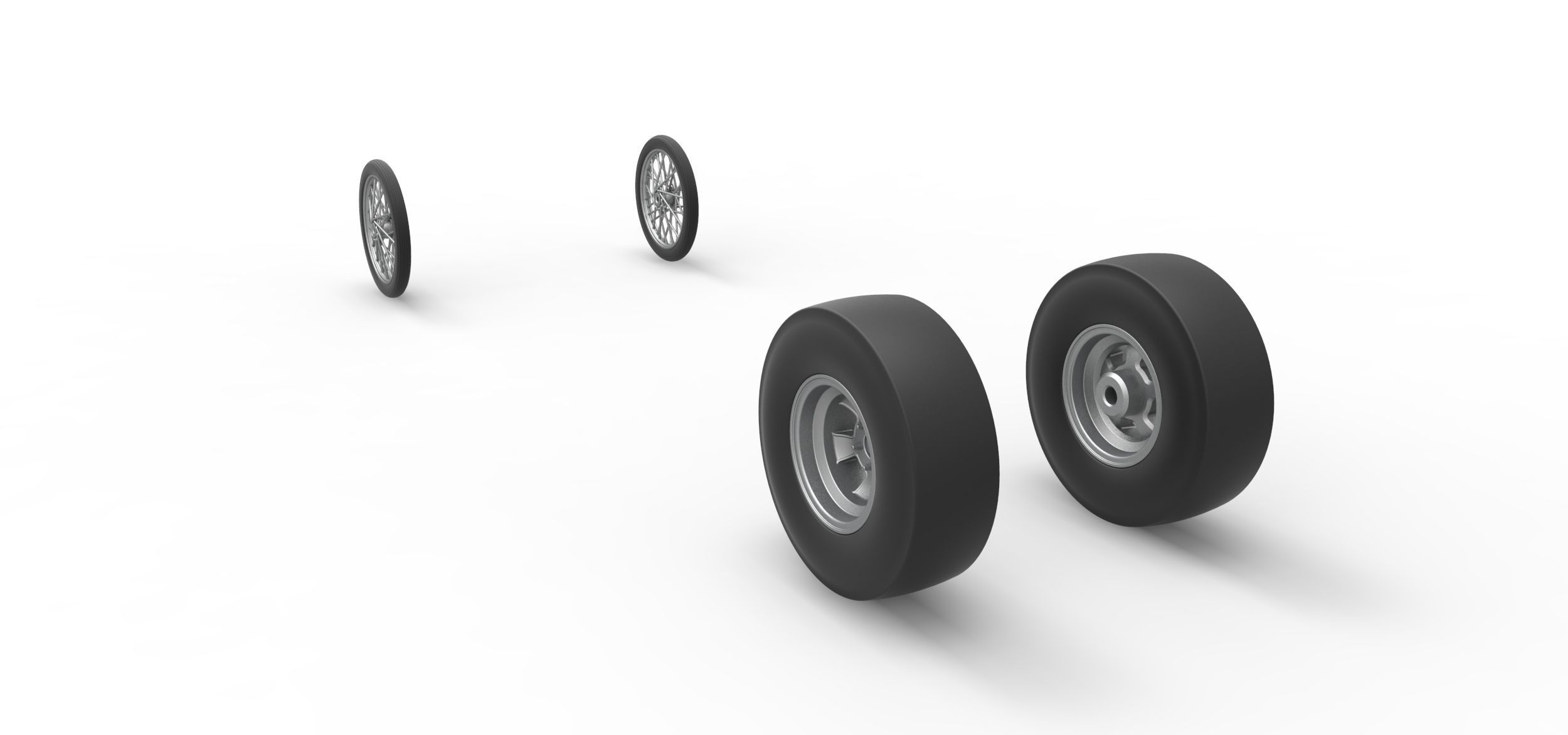 Wheel set of Vintage Front engine dragster Scale 1 to 25 3D print model_7