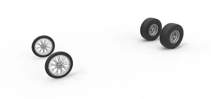 Wheel set of Vintage Front engine dragster Scale 1 to 25