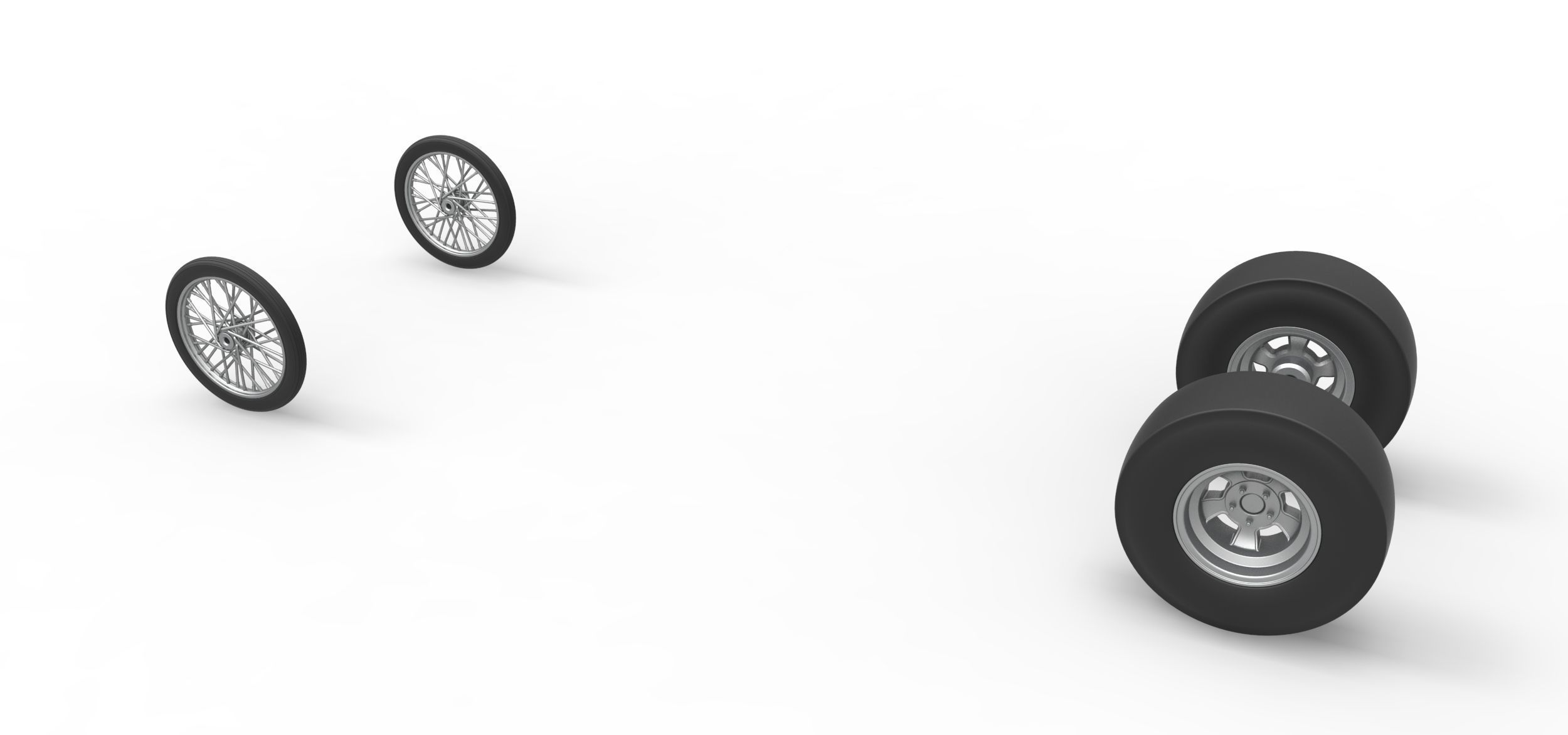 Wheel set of Vintage Front engine dragster Scale 1 to 25 3D print model_6