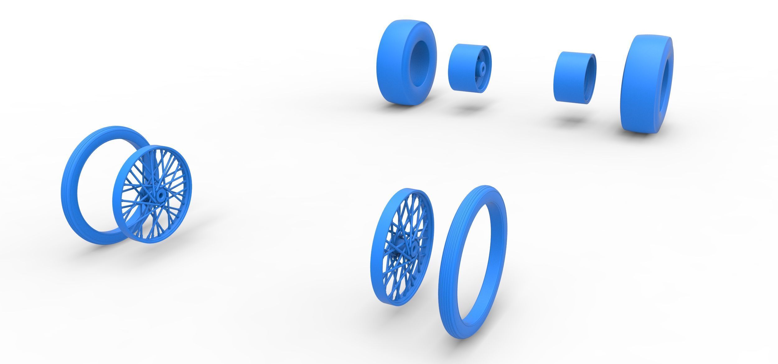 Wheel set of Vintage Front engine dragster Scale 1 to 25 3D print model_9