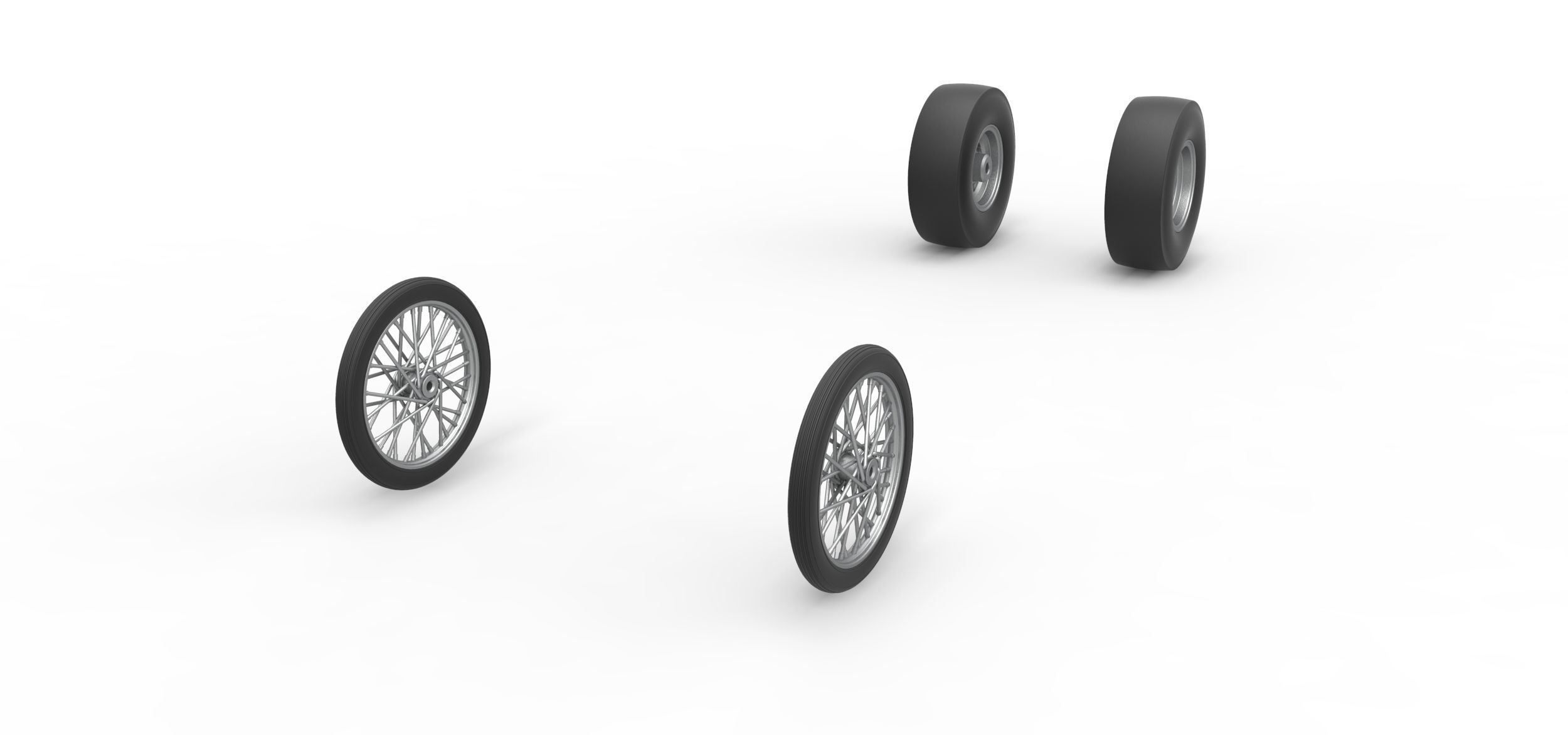 Wheel set of Vintage Front engine dragster Scale 1 to 25 3D print model_1