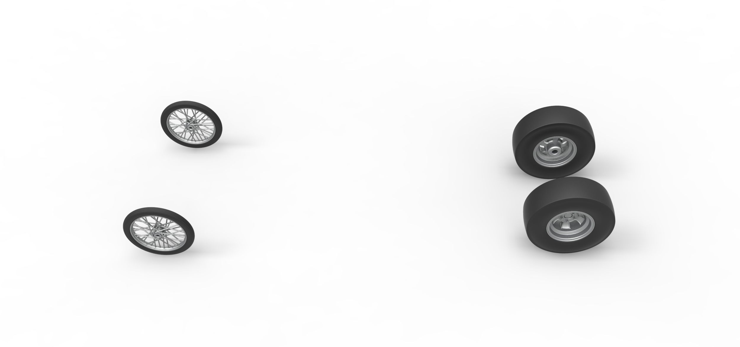 Wheel set of Vintage Front engine dragster Scale 1 to 25 3D print model_4