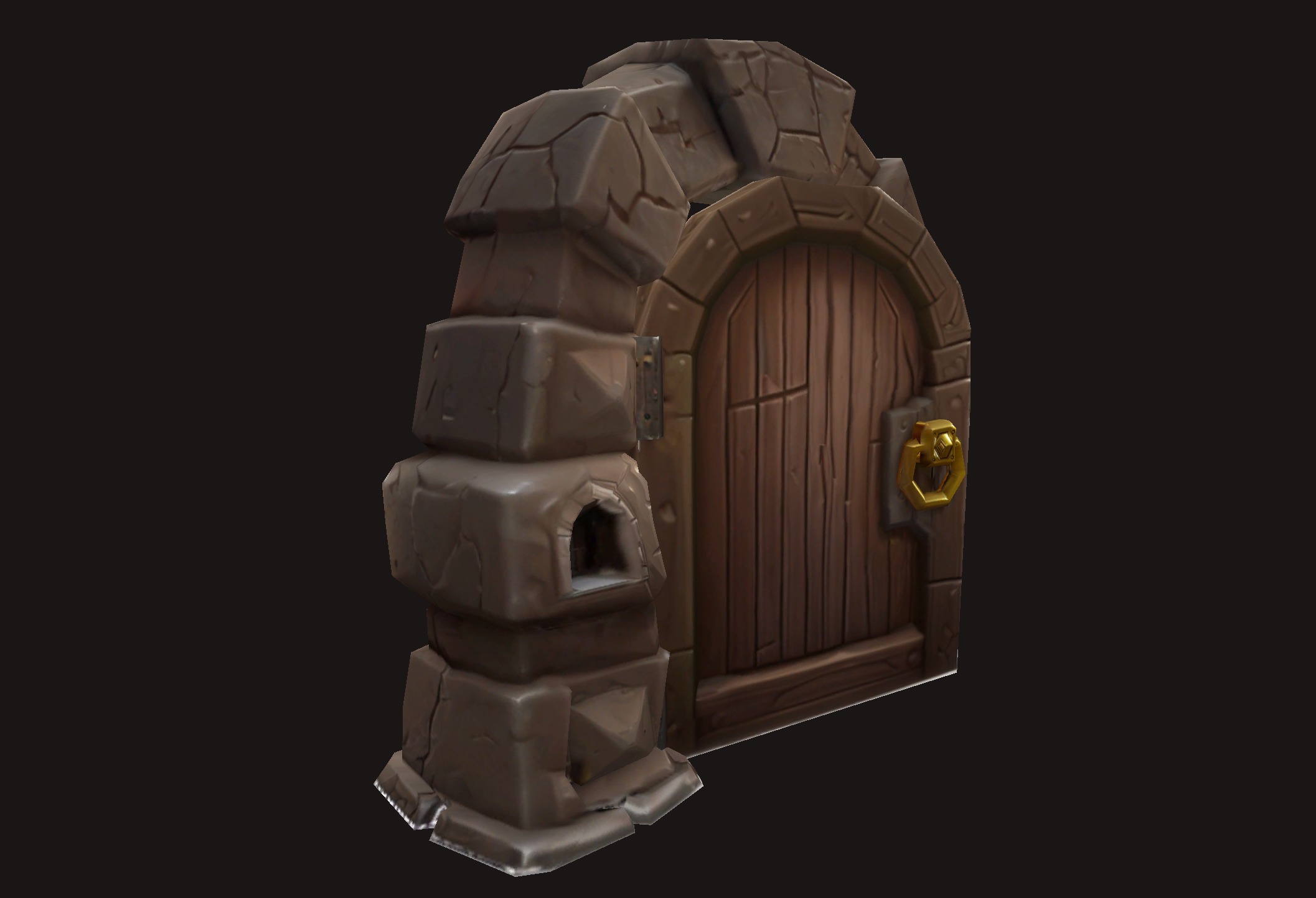 - Free - Dungeon Gate with a wooden door Free 3D model_4