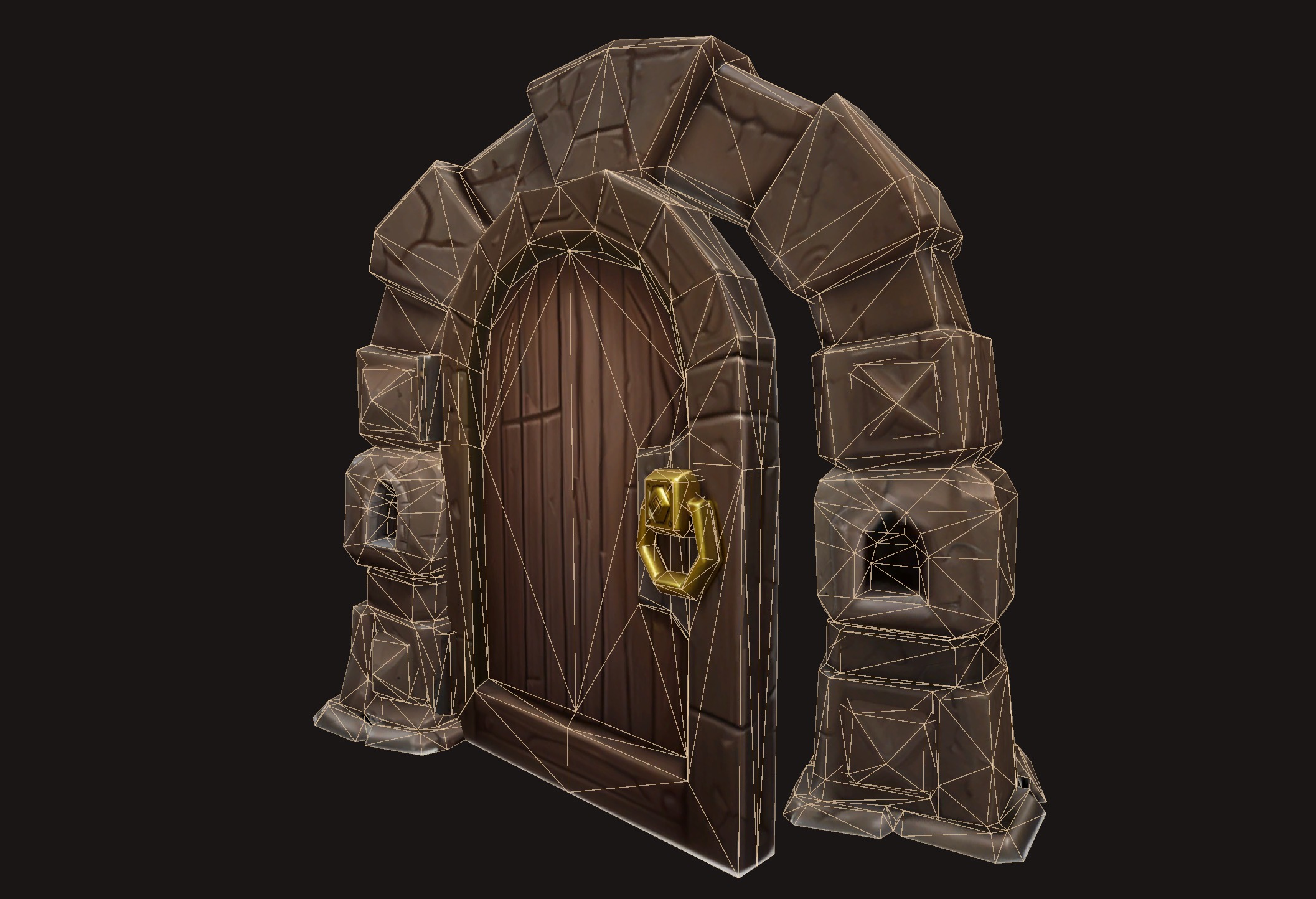 - Free - Dungeon Gate with a wooden door Free 3D model_1