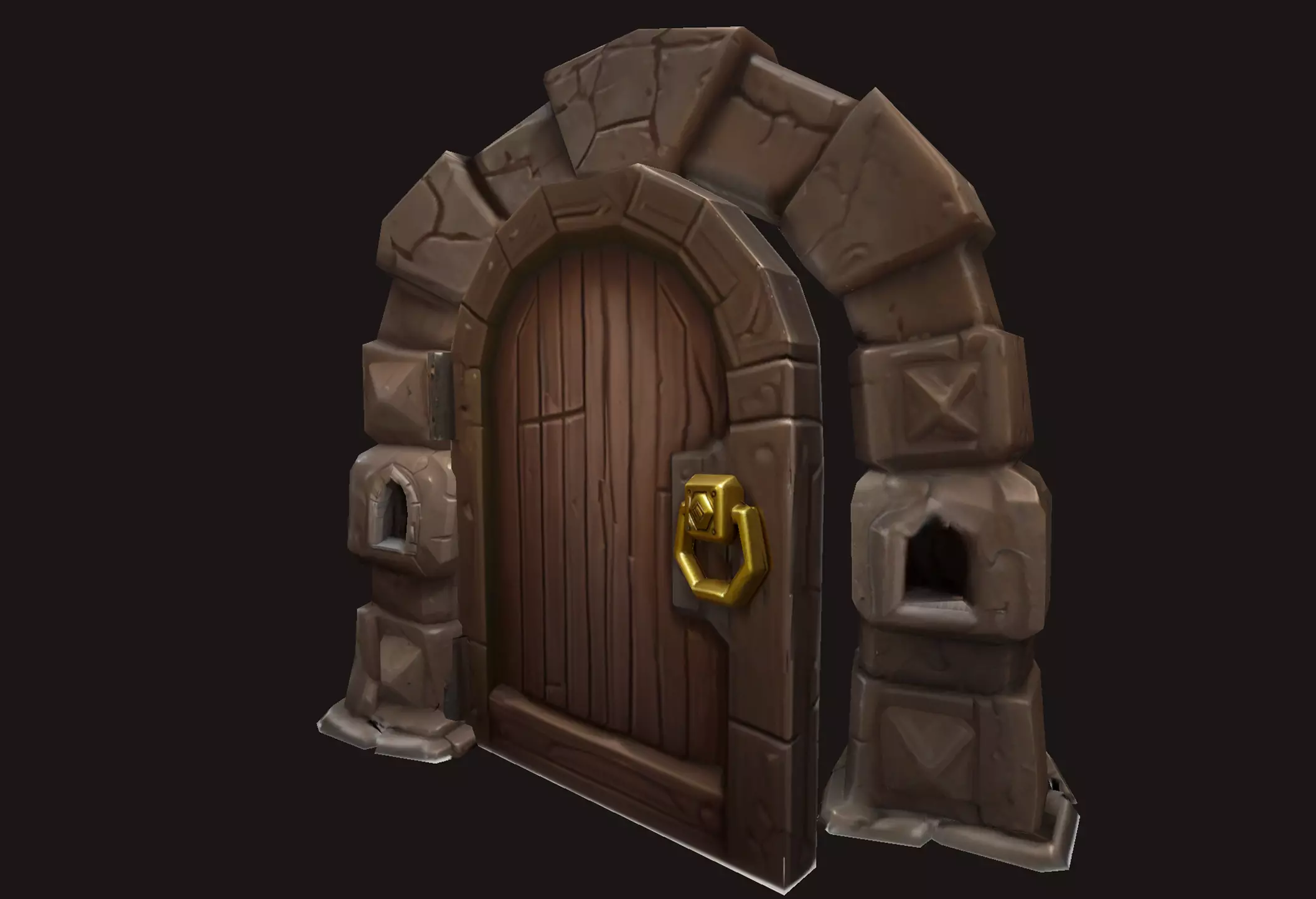 - Free - Dungeon Gate with a wooden door Free 3D model_0