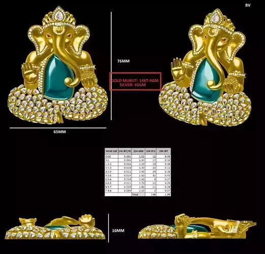 ganesshji with uncut stone 