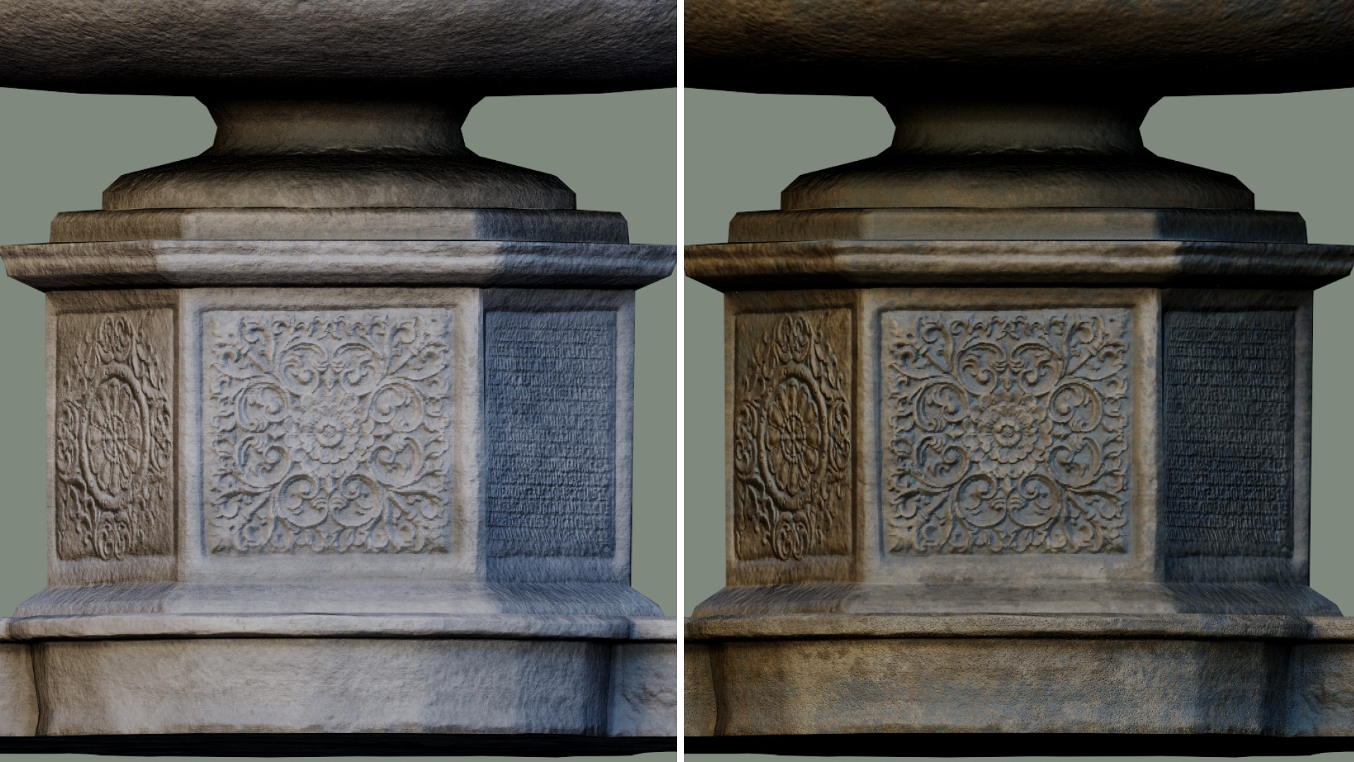 Vatican Square Water Fountain old dirty Low-poly 3D model_3