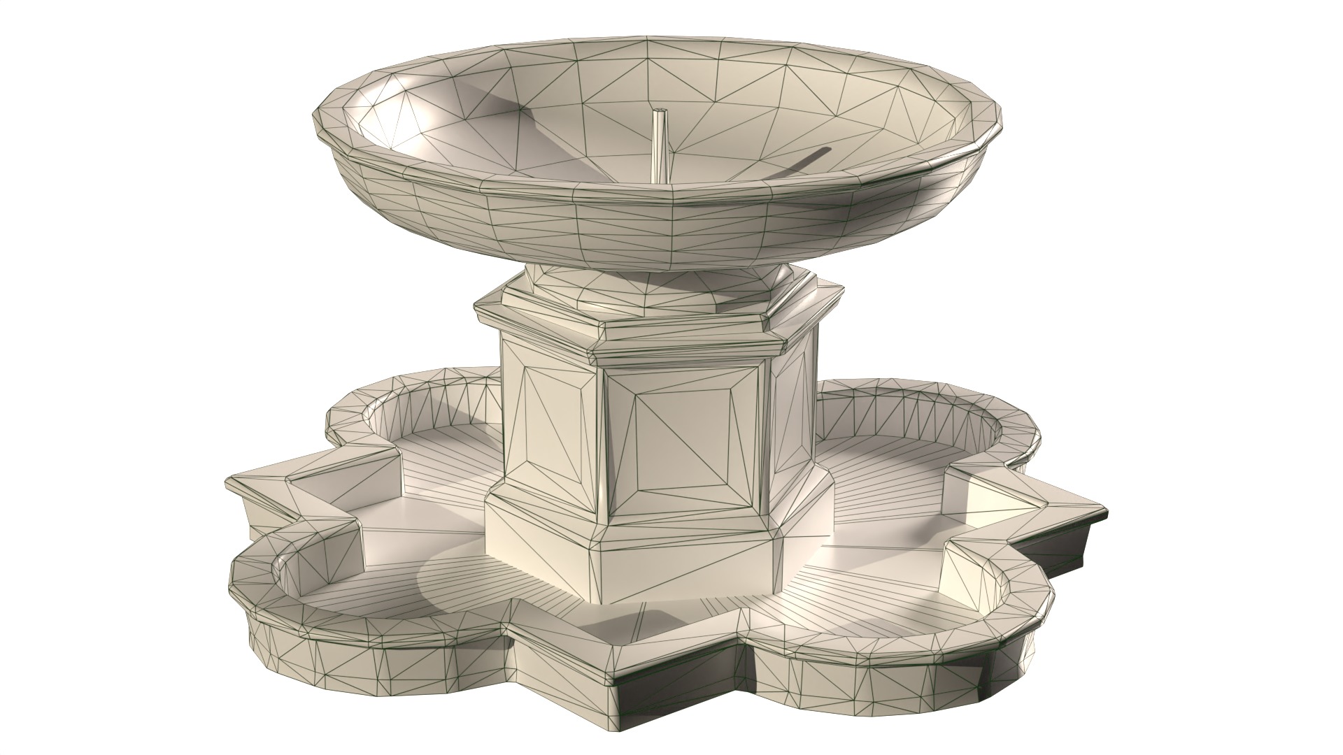 Vatican Square Water Fountain old dirty Low-poly 3D model_5